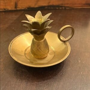 Vintage solid brass pineapple chamber candle holder